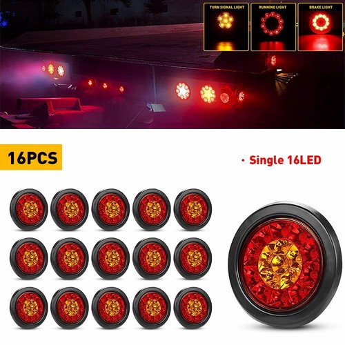 4inch round red amber 16led - round,